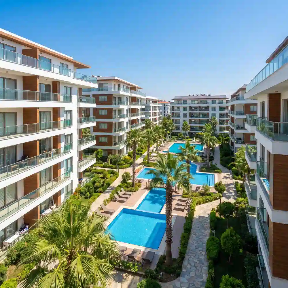 Flats in Numburu — residential towers around a central garden