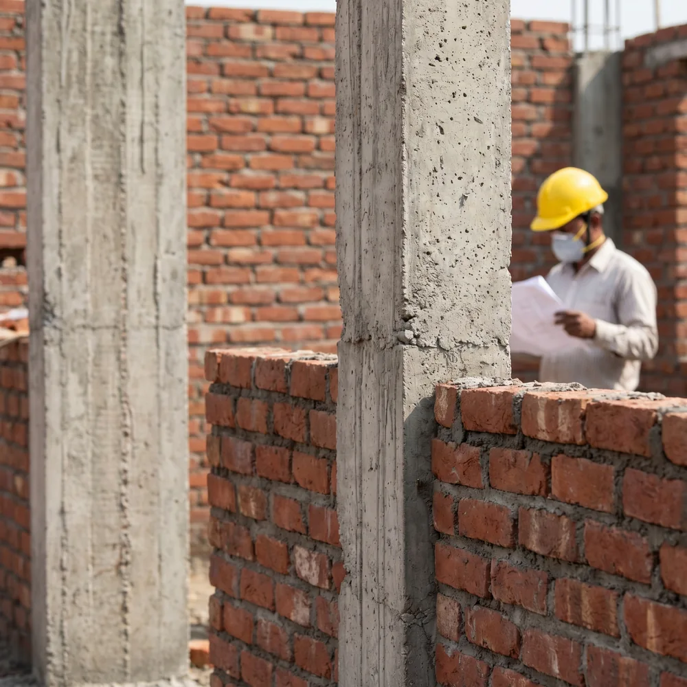 RCC and brick construction quality for independent house for sale in Amaravati — Amaravati Constructions